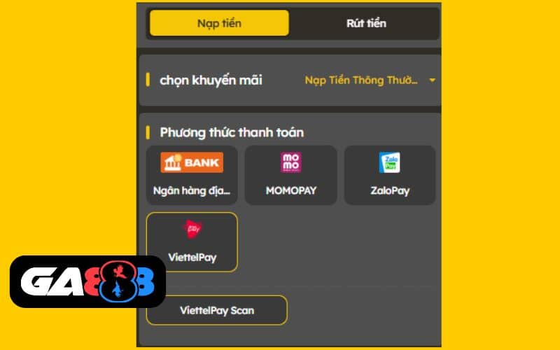 Chọn phương thức nạp tiền ViettelPay Chọn phương thức nạp tiền ViettelPay