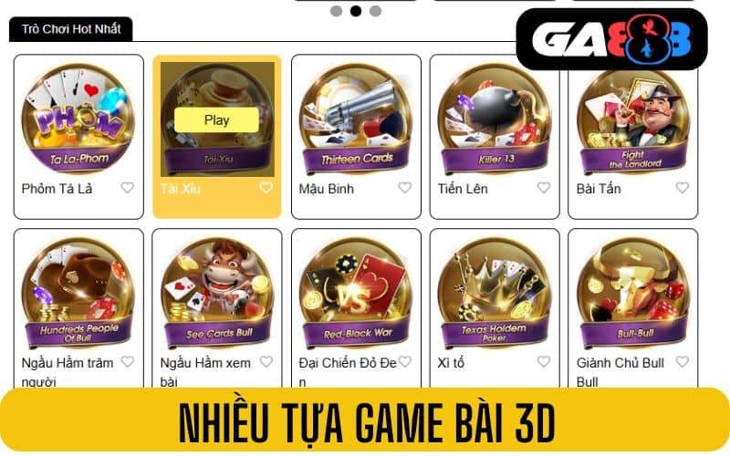 Có nhiều tựa game bài 3D với nhiều phòng cược Có nhiều tựa game bài 3D với nhiều phòng cược