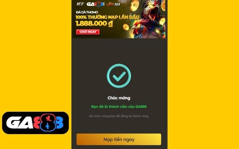 Đăng ký thành công khi hệ thống gửi thông báo chúc mừng Đăng ký thành công khi hệ thống gửi thông báo chúc mừng