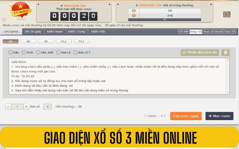 Giao diện xổ số 3 miền chơi online trên GA888 Giao diện xổ số 3 miền chơi online trên GA888