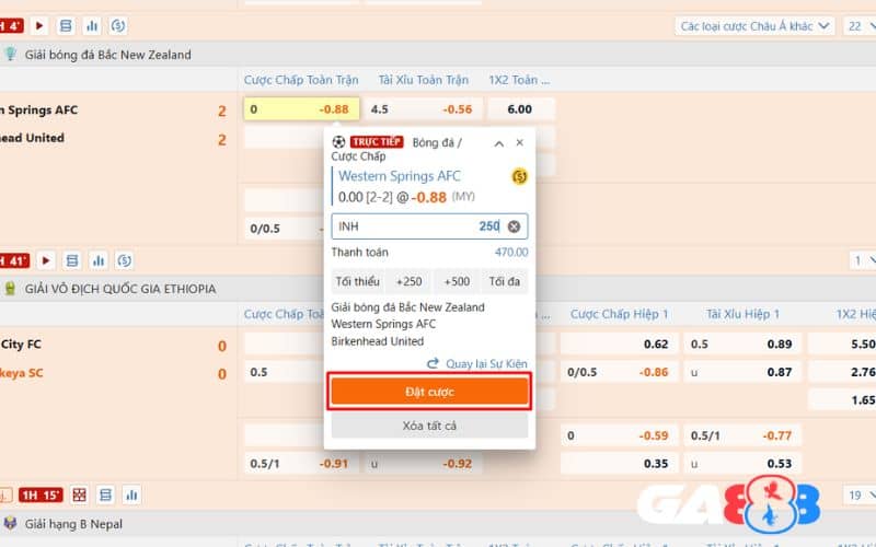 Các bước đặt cược kèo đồng banh tại thể thao GA888 Các bước đặt cược kèo đồng banh tại thể thao GA888